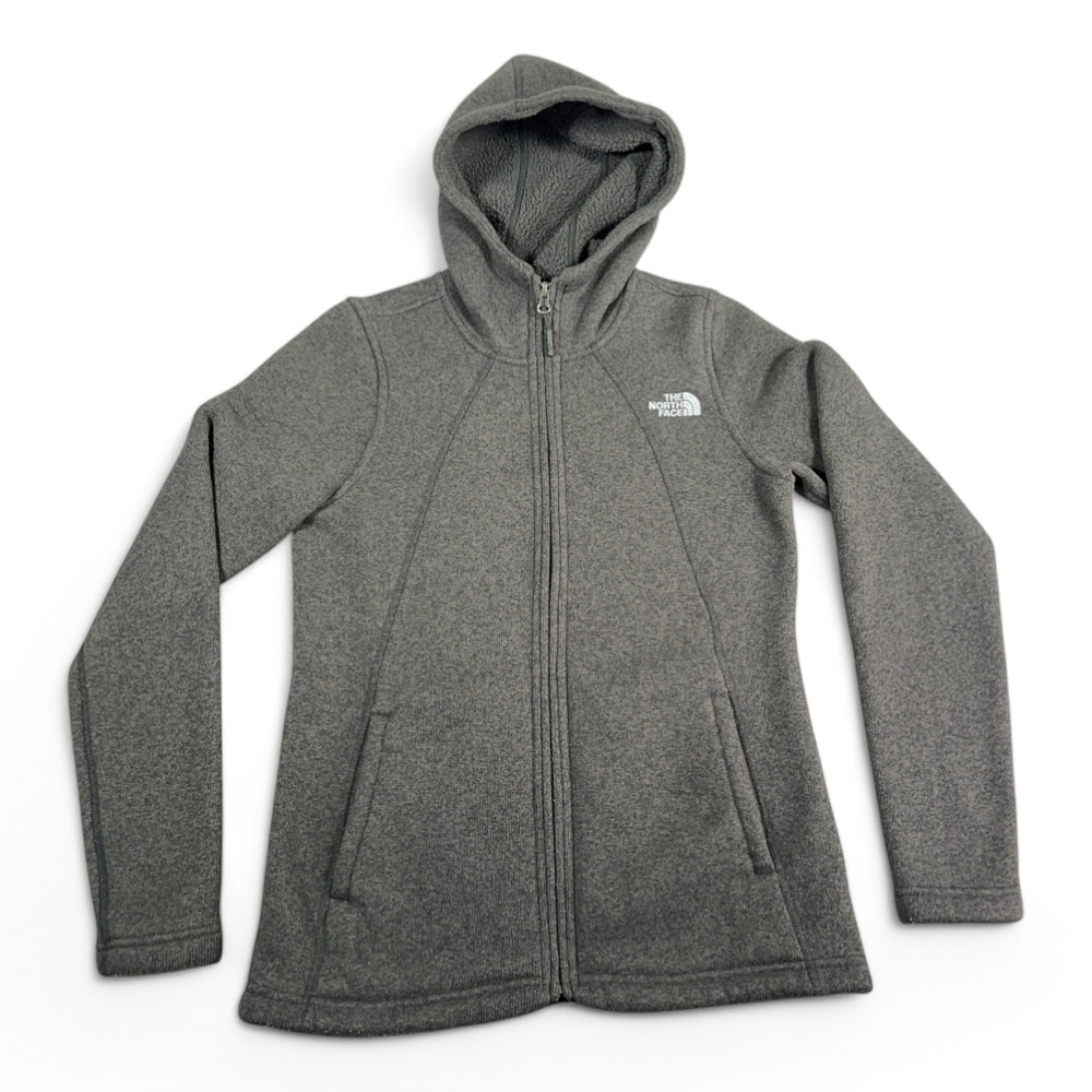 North Face Sweater Womens SMALL Gray Crescent Fleece Hoodie Jacket Gorpcore